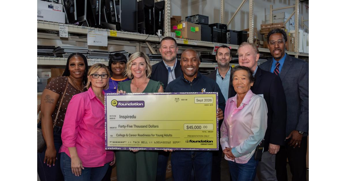 Inspiredu Receives $45,000 Community Grant From Taco Bell Foundation To Support Local Youth