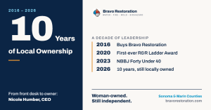 Receptionist-turned-CEO keeps Bravo Restoration independent through a decade of North Bay disasters